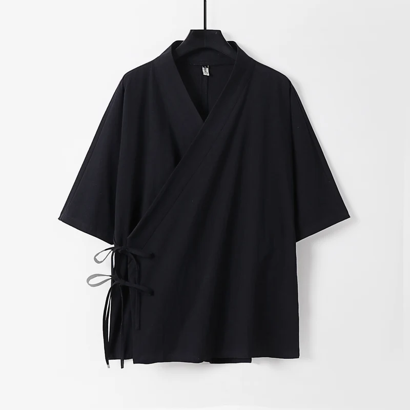 Damen Wickel-Kimono-Oberteil mit kurzen Ärmeln und Seitenschnürung Nord Taschen