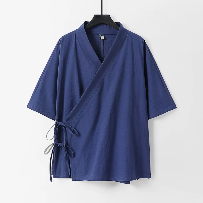 Damen Wickel-Kimono-Oberteil mit kurzen Ärmeln und Seitenschnürung Nord Taschen