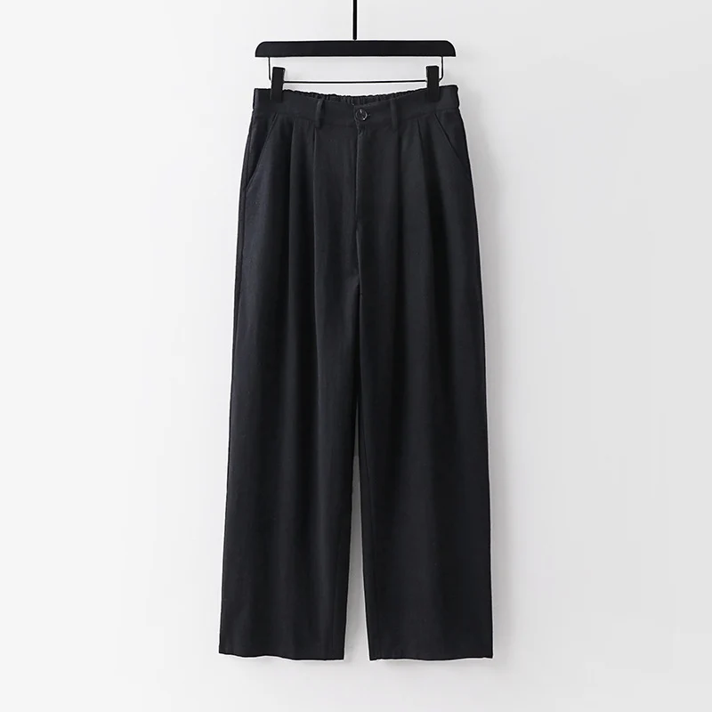 Damen weite Hose mit hoher Taille und Bundfalten Nord Taschen