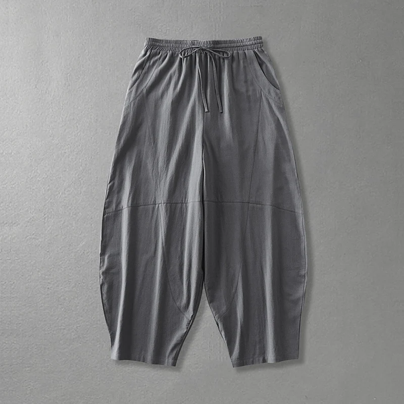 Damen weite Haremshose aus leichtem Satin mit Tunnelzug und seitlichen Taschen Nord Taschen