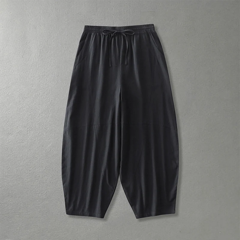 Damen weite Haremshose aus leichtem Satin mit Tunnelzug und seitlichen Taschen Nord Taschen