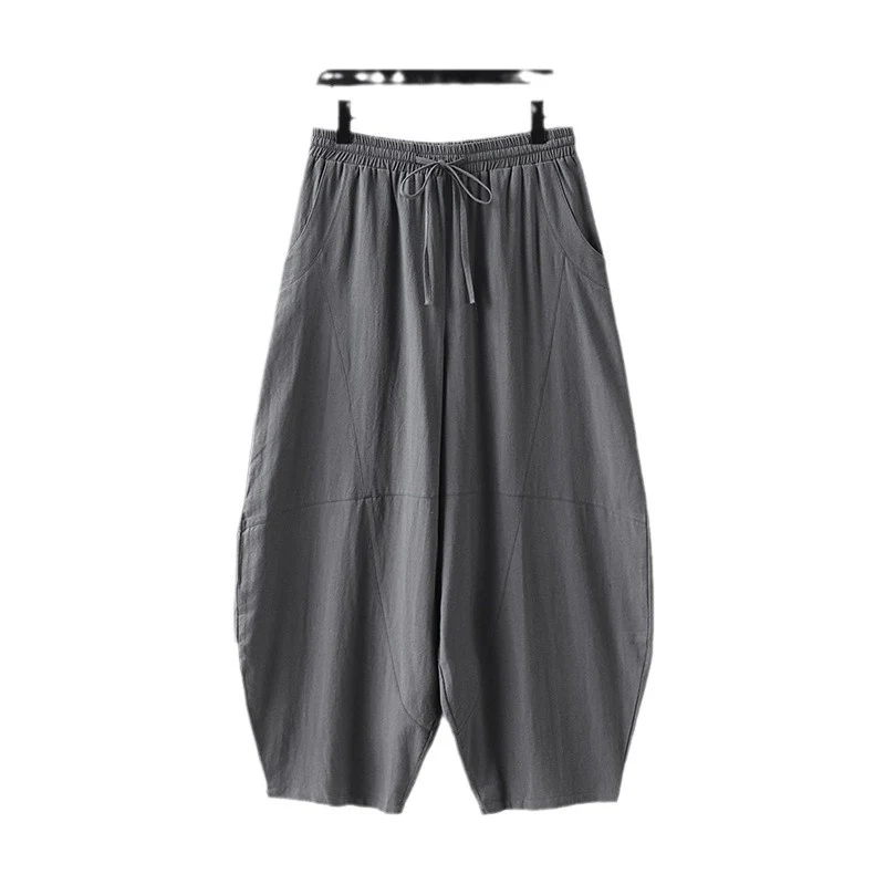 Damen weite Haremshose aus leichtem Satin mit Tunnelzug und seitlichen Taschen Nord Taschen