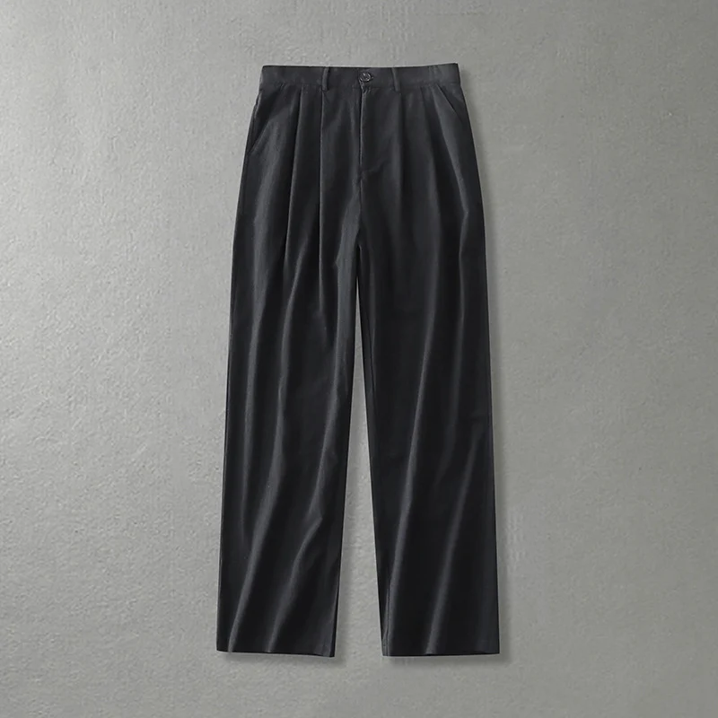 Damen Weite Bundfalten-Hose mit hoher Taille Nord Taschen