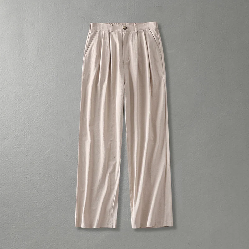 Damen Weite Bundfalten-Hose mit hoher Taille Nord Taschen