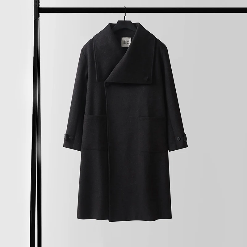 Damen Oversized Wollmix-Mantel mit weitem Schalkragen und aufgesetzten Taschen Nord Taschen