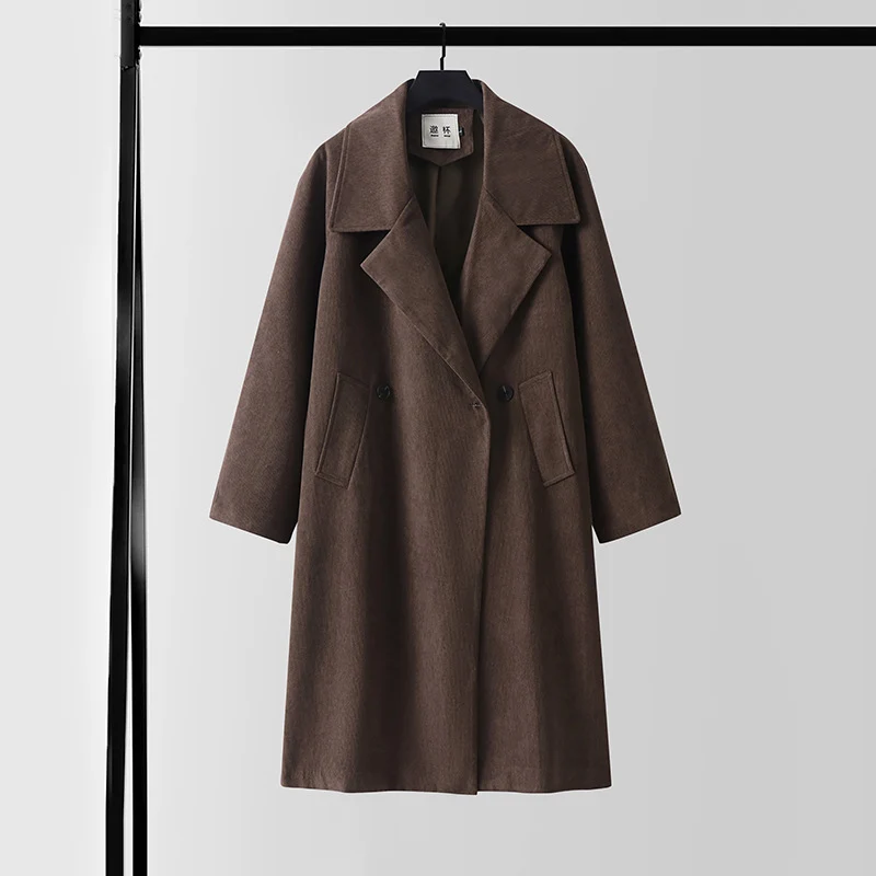 Damen Oversize Wollmix-Mantel mit breitem Revers und verdeckter Doppelknopfleiste Nord Taschen
