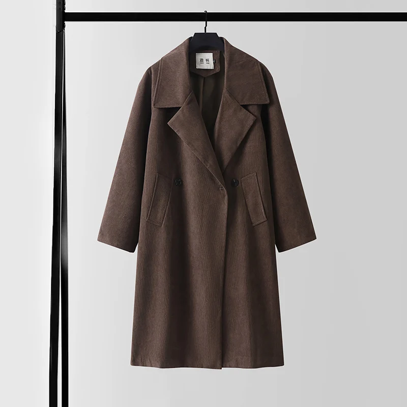 Damen Oversize Wollmix-Mantel mit breitem Revers und verdeckter Doppelknopfleiste Nord Taschen