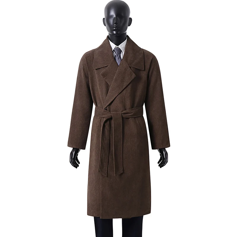 Damen Oversize-Mantel mit breitem Revers und Taillengürtel Nord Taschen