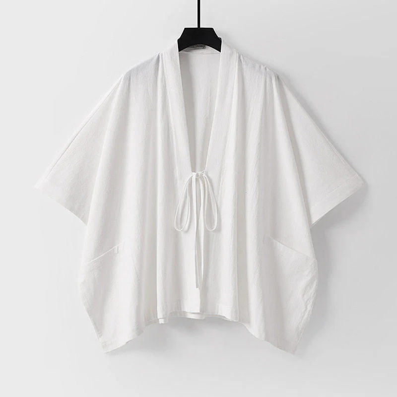 Damen Oversize Kimono-Cardigan mit Bindeband und aufgesetzten Taschen Nord Taschen