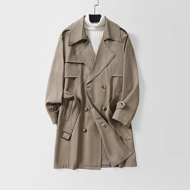 Damen Moderner Kurzmantel im Trench‑Stil mit doppelreihiger Knopfleiste und Epauletten Nord Taschen