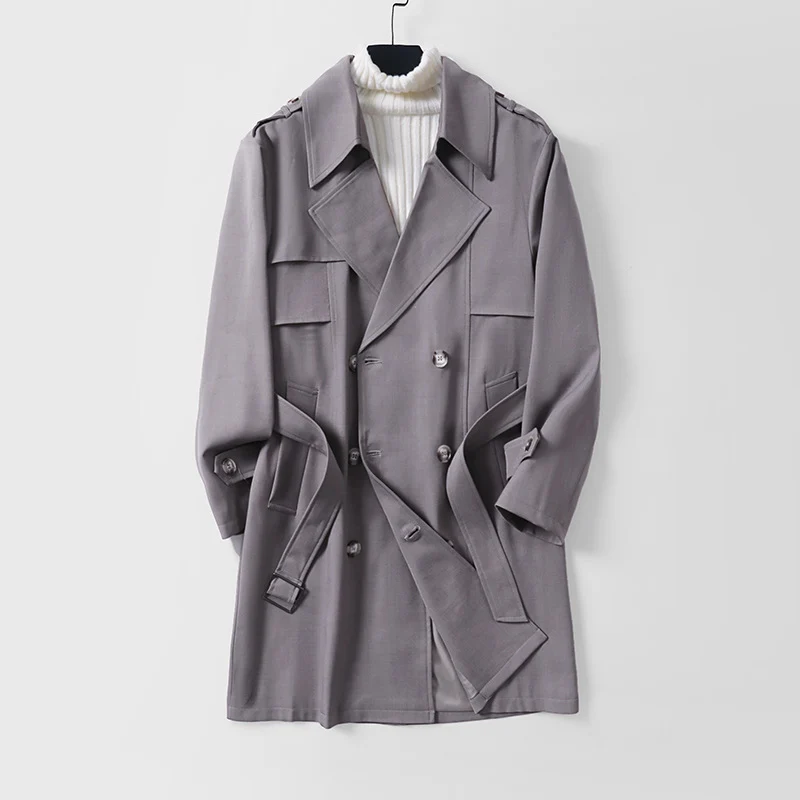 Damen Moderner Kurzmantel im Trench‑Stil mit doppelreihiger Knopfleiste und Epauletten Nord Taschen