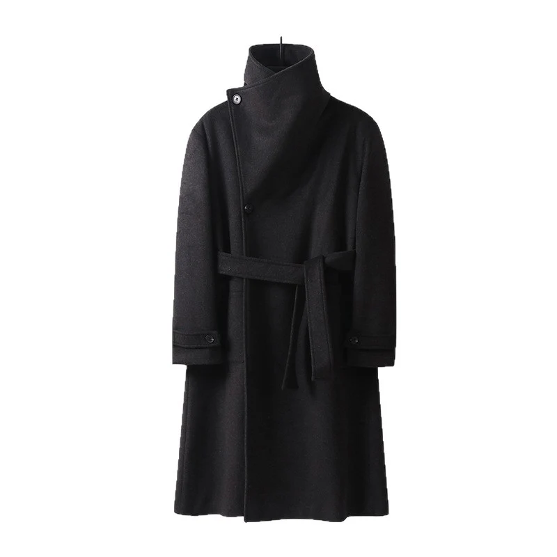 Damen Maxilanger Wollmix‑Mantel mit übergroßem Schalkragen und aufgesetzten Taschen Nord Taschen