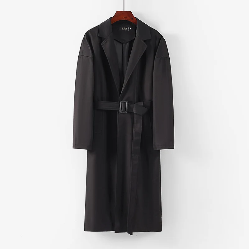 Damen Longline Trenchcoat mit Taillengürtel und fallendem Revers Nord Taschen
