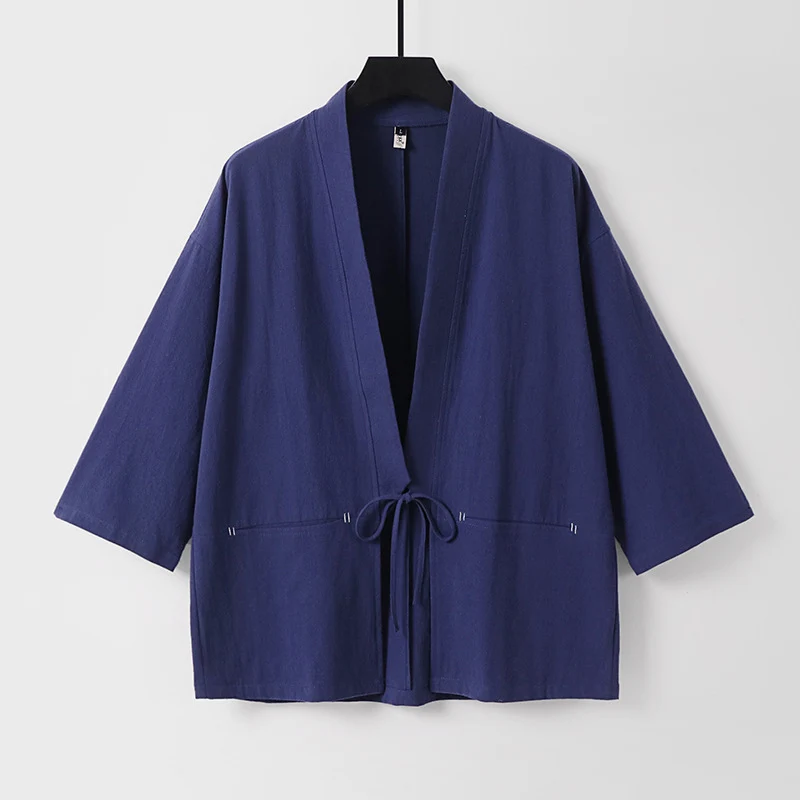 Damen Lockerer Kimono-Cardigan aus Baumwollmix mit Tunnelzug und Hüfttaschen Nord Taschen