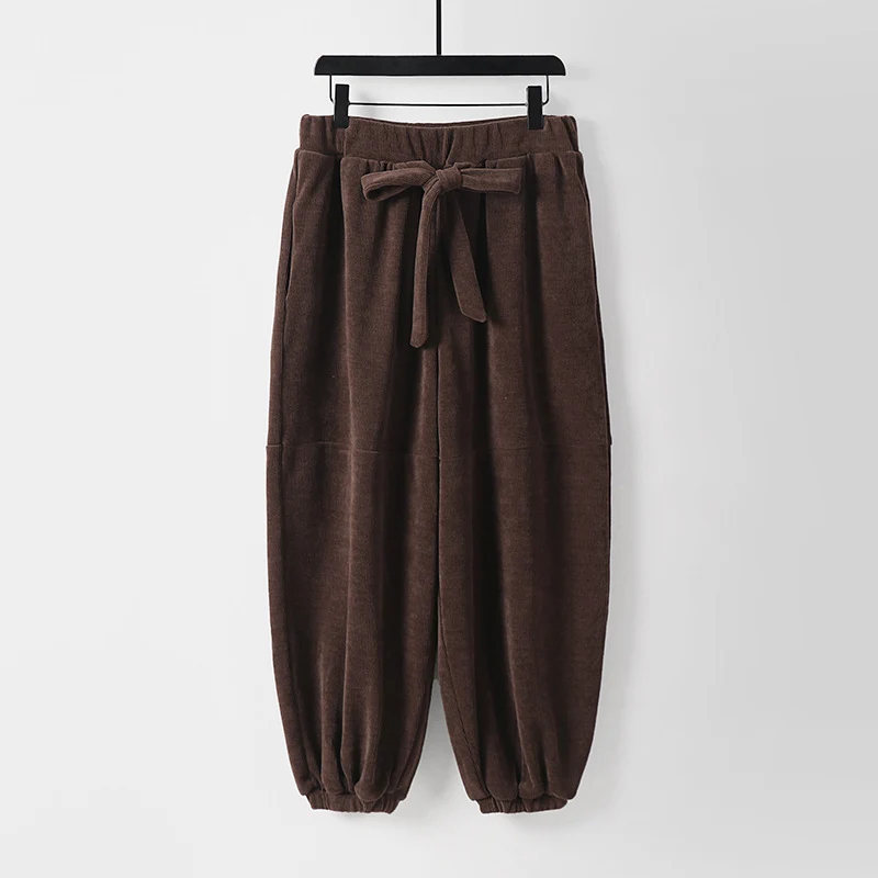Damen Locker geschnittene Haremshose mit elastischem Bund und Bindegürtel Nord Taschen