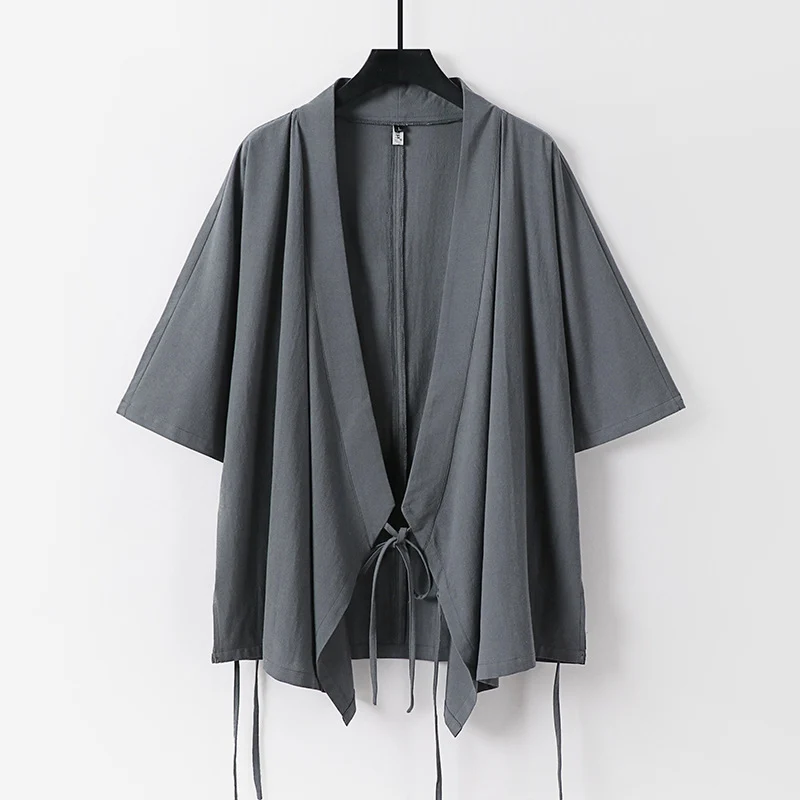 Damen locker fallende Kimono-Jacke mit Bindegürtel Nord Taschen
