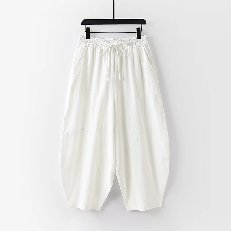 Damen Leichte Haremshose mit weitem Bein und elastischem Bund Nord Taschen