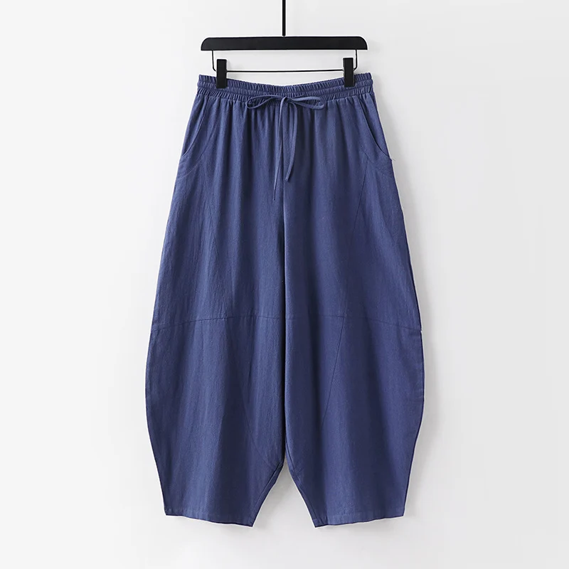 Damen Leichte Haremshose mit weitem Bein und elastischem Bund Nord Taschen