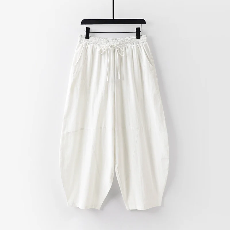 Damen Leichte Haremshose mit weitem Bein und elastischem Bund Nord Taschen