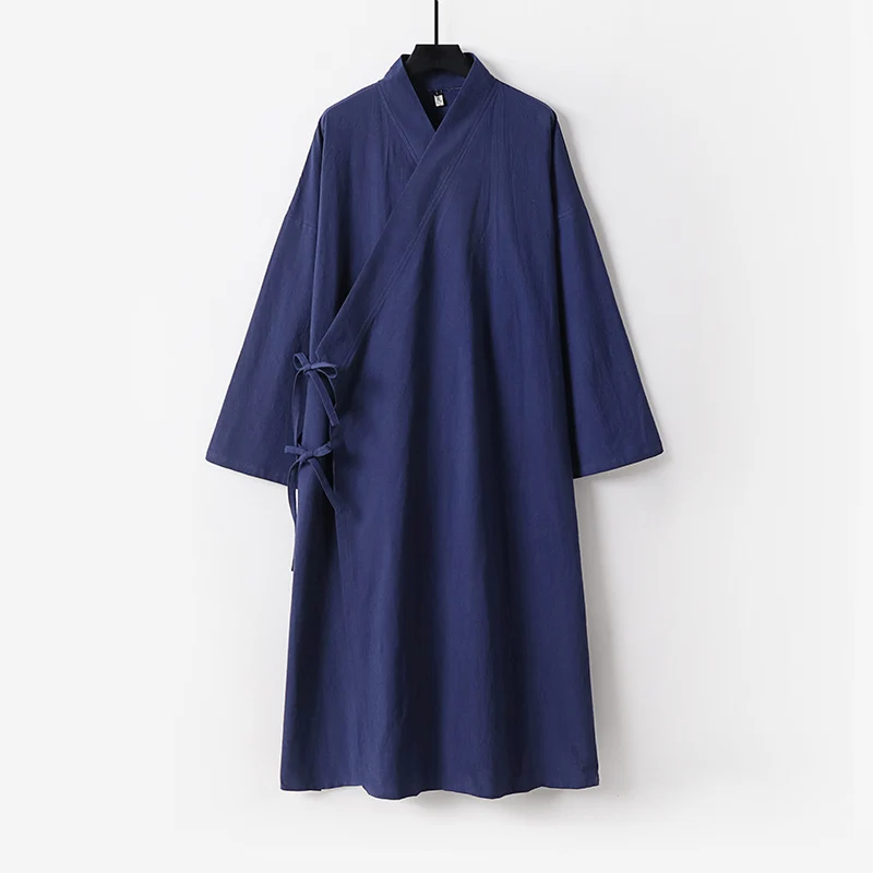 Damen Langes Wickelkleid im Kimono-Stil mit weitem Ärmel und seitlichen Bindebändern Nord Taschen