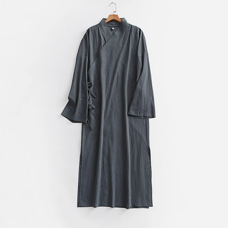 Damen Langes Wickelkleid im Kimono-Stil mit weitem Ärmel und seitlichen Bindebändern Nord Taschen