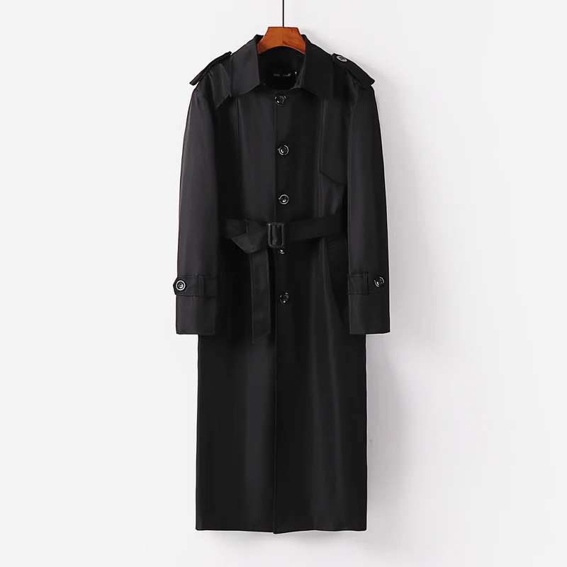 Damen Langer Trenchcoat im Minimalstil mit Schulterklappen und verstellbaren Manschetten Nord Taschen