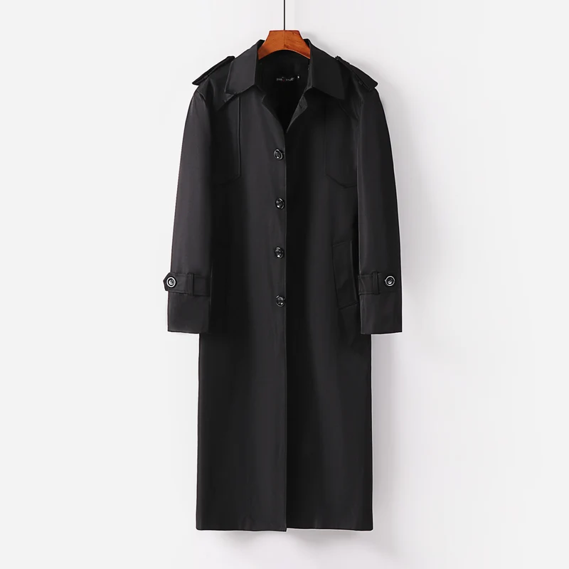 Damen Langer klassischer Trenchcoat mit Schulterpatten, Knopfverschluss und verstellbaren Manschetten Nord Taschen