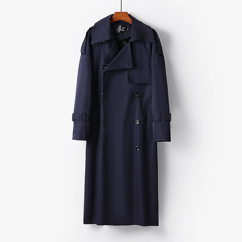 Damen Langer Doppelreihiger Trenchcoat mit Bindegürtel und Epauletten Nord Taschen