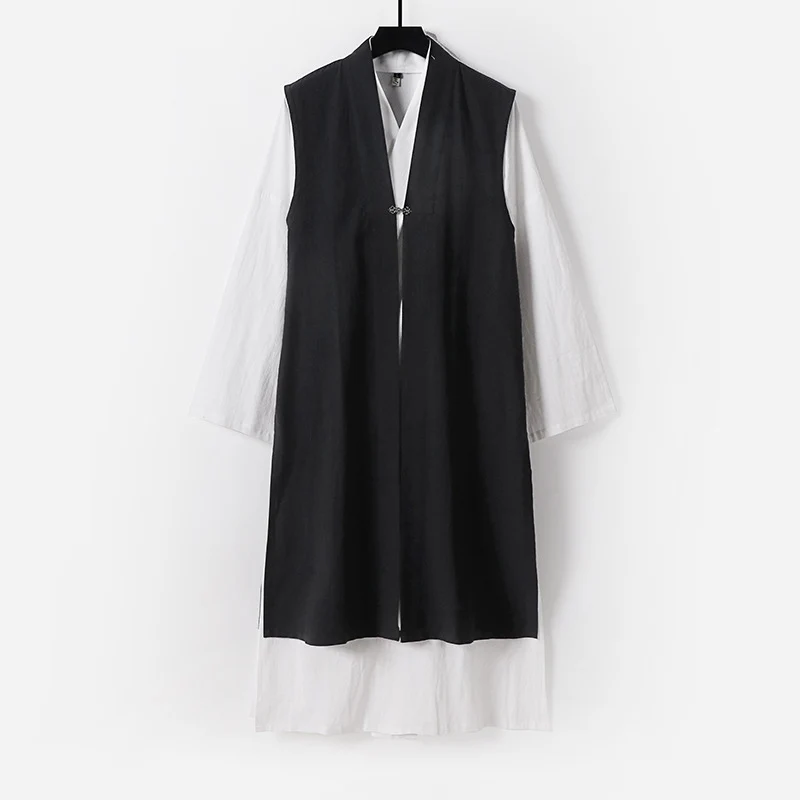 Damen Langer ärmelloser Kimono-Weste mit minimalistischer Linienführung und dekorativem Knebelverschluss Nord Taschen