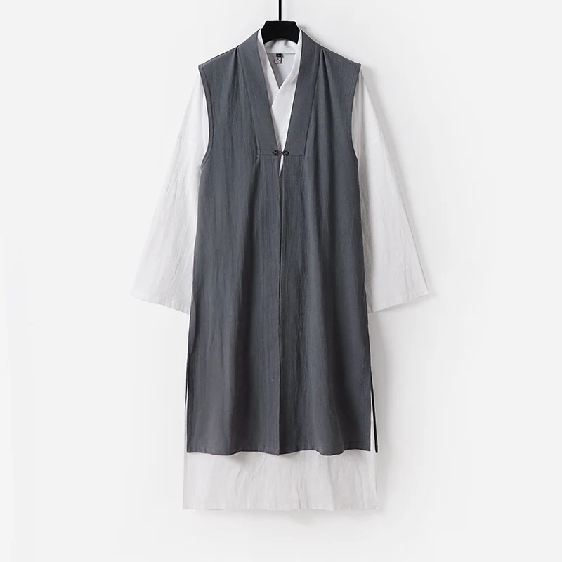Damen Langer ärmelloser Kimono-Weste mit minimalistischer Linienführung und dekorativem Knebelverschluss Nord Taschen