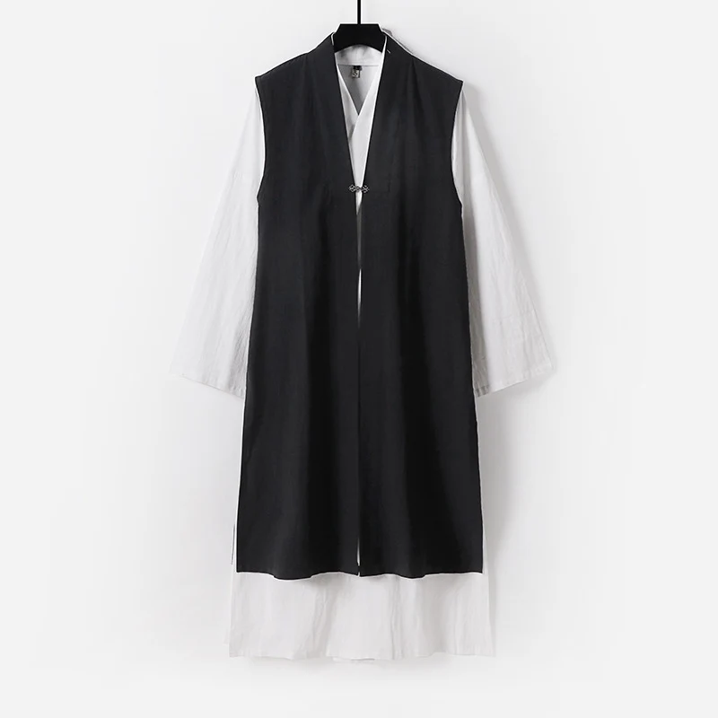 Damen Langer ärmelloser Kimono-Weste mit minimalistischer Linienführung und dekorativem Knebelverschluss Nord Taschen