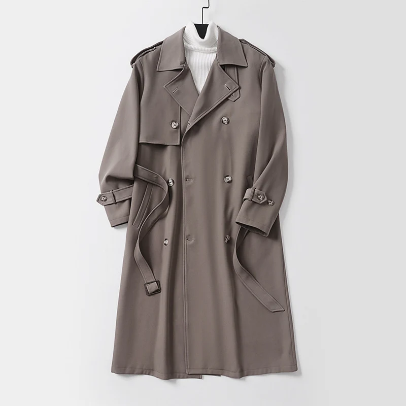Damen klassischer Doppelreihiger Trenchcoat mit Taillengürtel und Schalkragen Nord Taschen