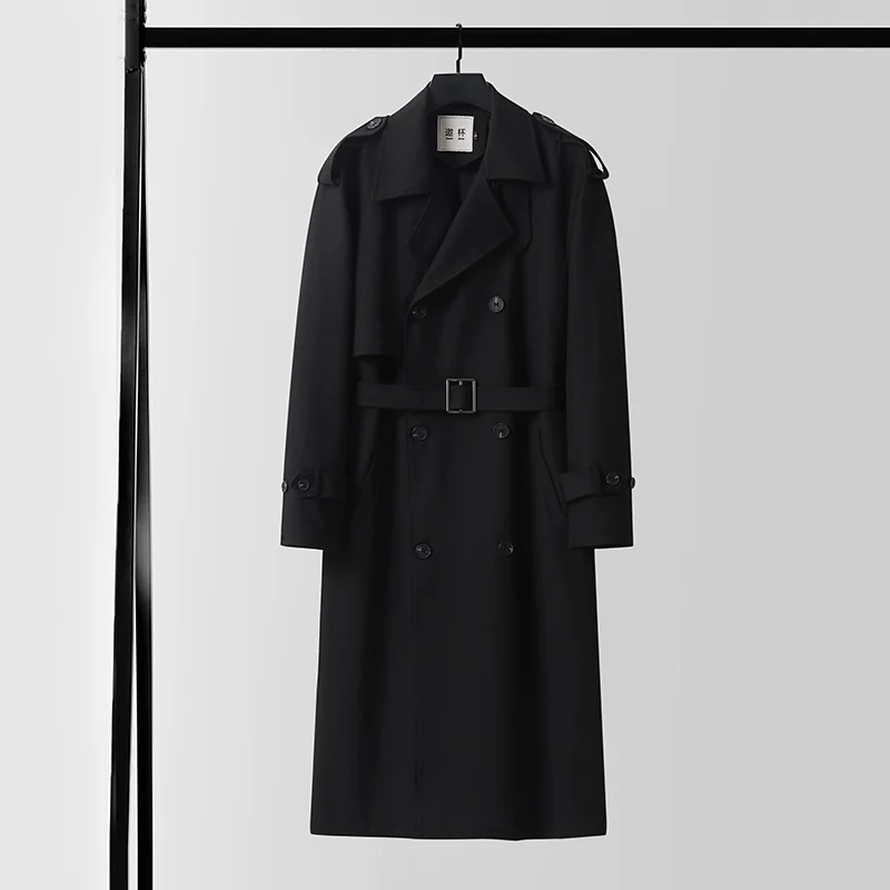 Damen klassischer Doppelreihiger Trenchcoat mit Taillengürtel und Schalkragen Nord Taschen
