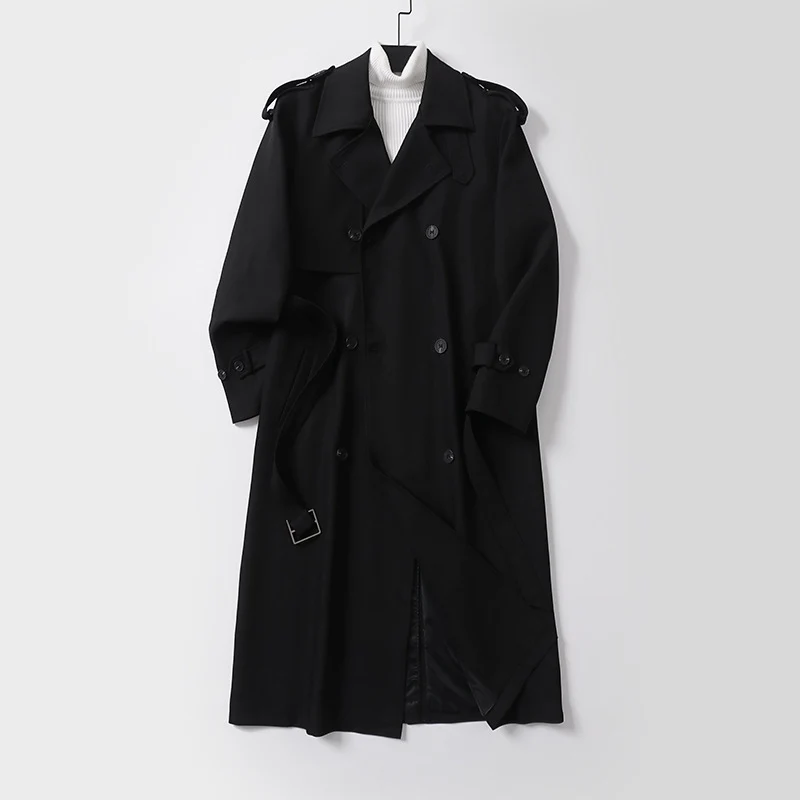 Damen klassischer Doppelreihiger Trenchcoat mit Taillengürtel und Schalkragen Nord Taschen