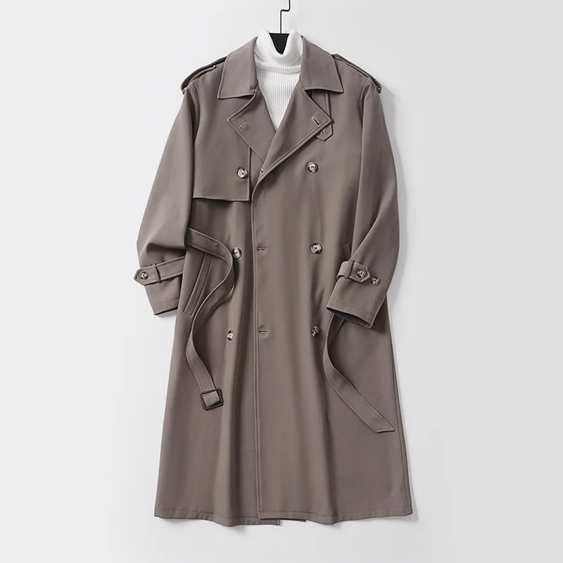 Damen klassischer Doppelreihiger Trenchcoat mit Taillengürtel und Schalkragen Nord Taschen