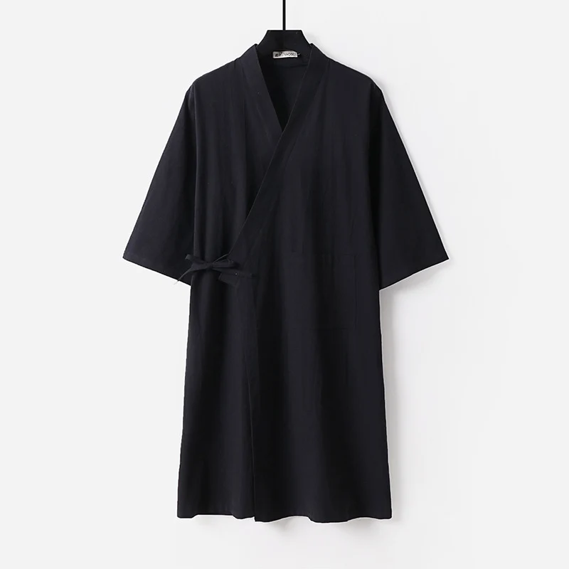 Damen Kimono-Wickelkleid mit Bindegürtel und aufgesetzten Taschen Nord Taschen