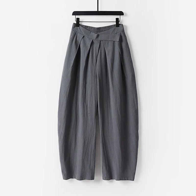 Damen Hochgeschnittene Culotte-Hose mit Bundfalten und elastischem Taillenbund Nord Taschen