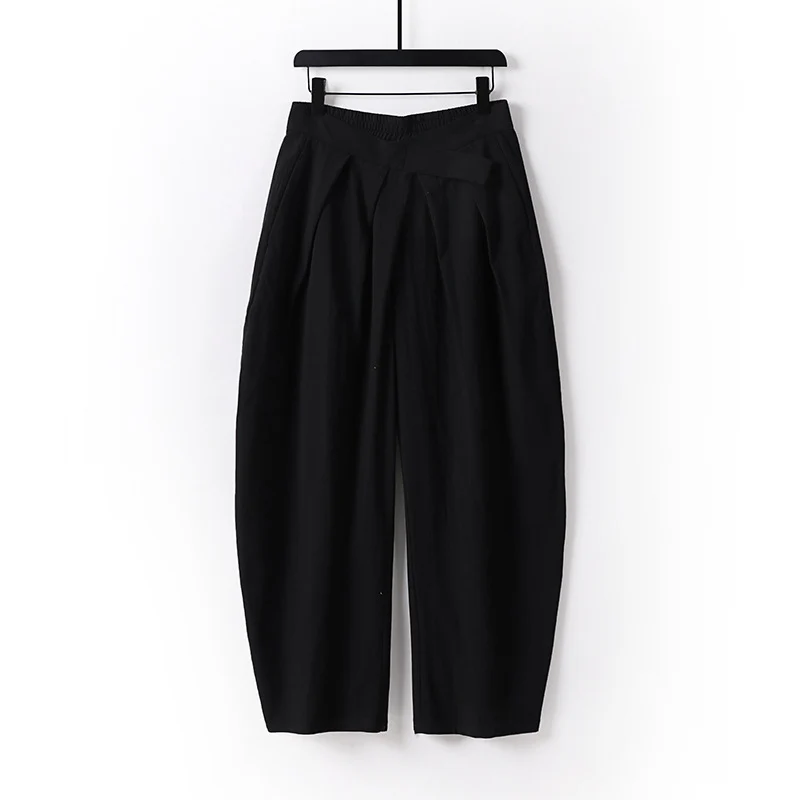Damen Hochgeschnittene Culotte-Hose mit Bundfalten und elastischem Taillenbund Nord Taschen