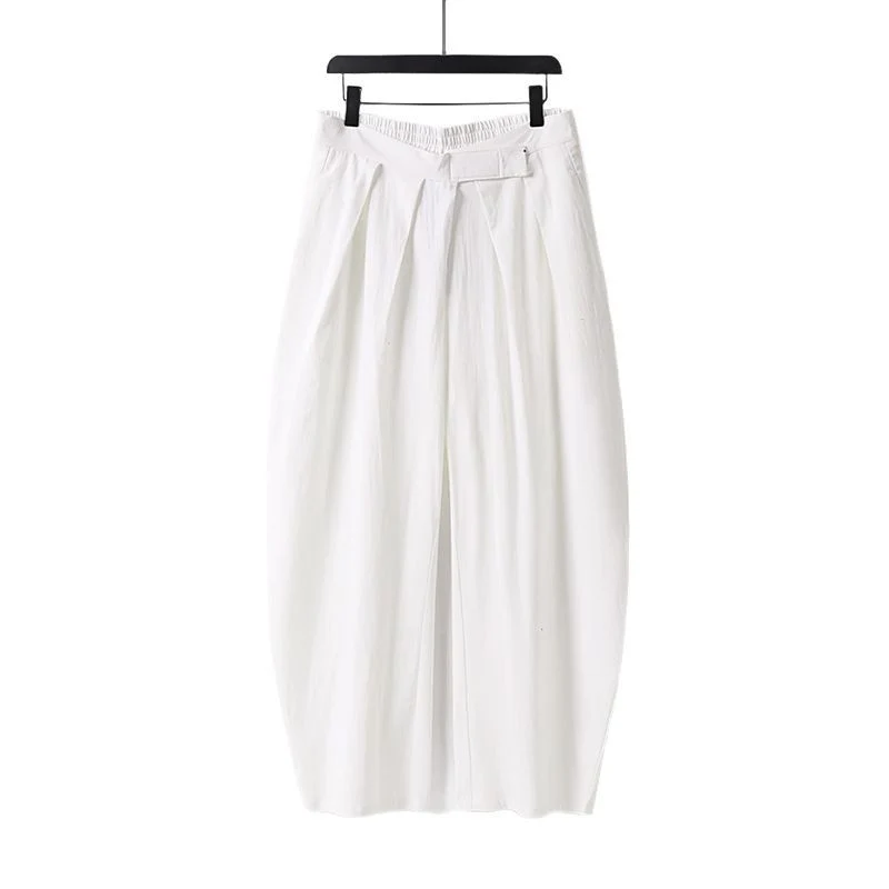 Damen Hochgeschnittene Culotte-Hose mit Bundfalten und elastischem Taillenbund Nord Taschen