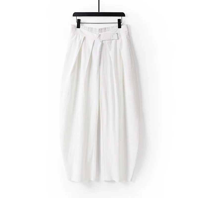 Damen Hochgeschnittene Culotte-Hose mit Bundfalten und elastischem Taillenbund Nord Taschen