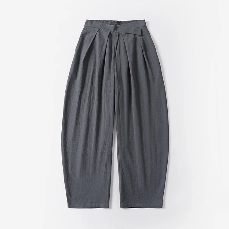 Damen Elegante Bundfalten-Hose mit ballonförmigem Bein und elastischem Taillenbund Nord Taschen