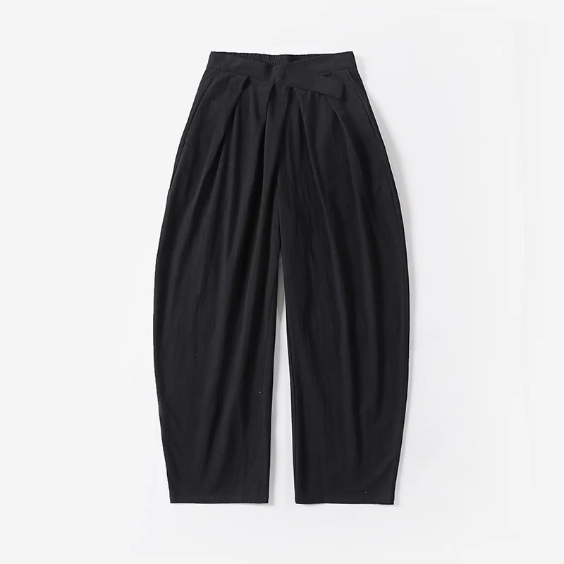 Damen Elegante Bundfalten-Hose mit ballonförmigem Bein und elastischem Taillenbund Nord Taschen