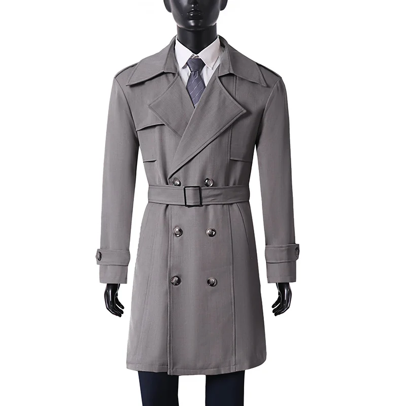 Damen Doppelreihiger Trenchcoat mit weitem Schalkragen und Epauletten Nord Taschen