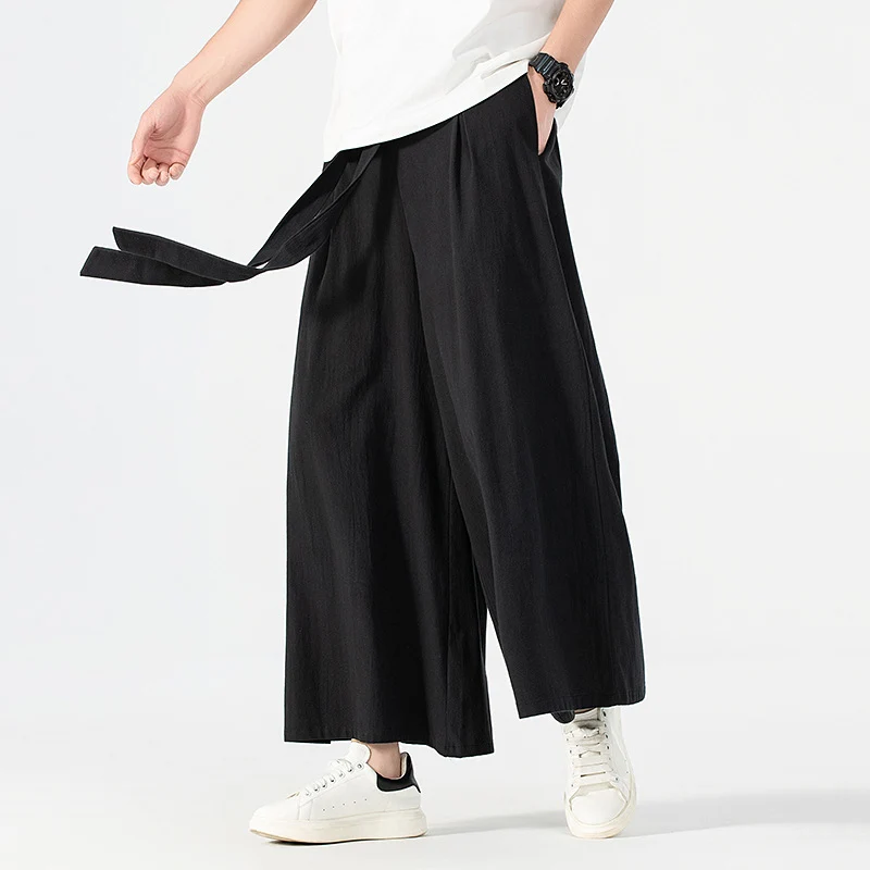 Damen Culotte-Style Hosenrock mit weitem Bein und Bindegürtel Nord Taschen