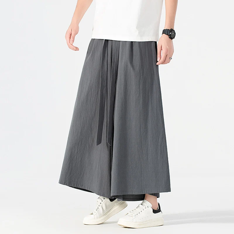 Damen Culotte-Style Hosenrock mit weitem Bein und Bindegürtel Nord Taschen