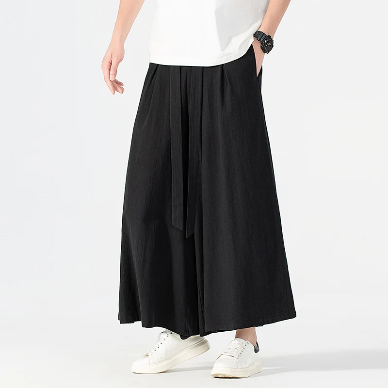 Damen Culotte-Style Hosenrock mit weitem Bein und Bindegürtel Nord Taschen