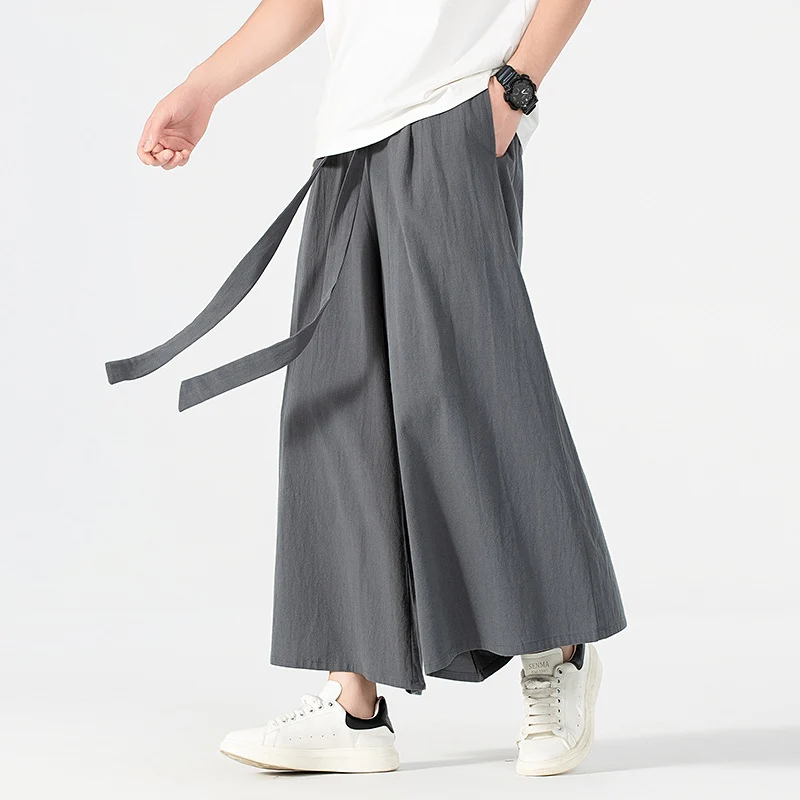 Damen Culotte-Style Hosenrock mit weitem Bein und Bindegürtel Nord Taschen