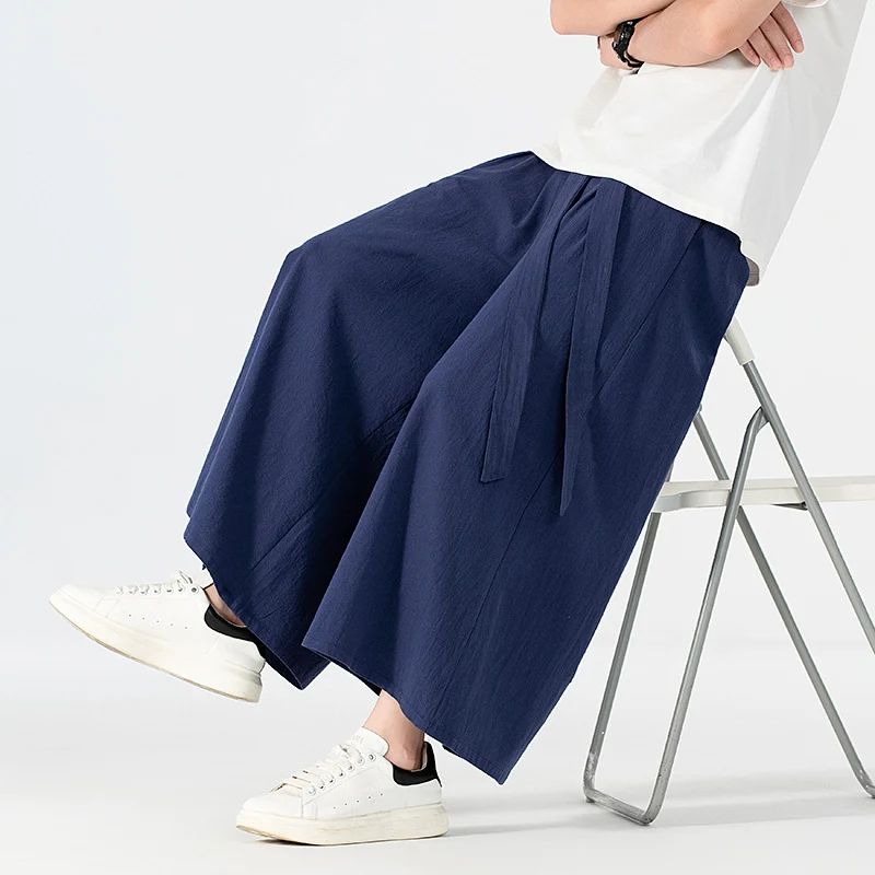 Damen Culotte-Style Hosenrock mit weitem Bein und Bindegürtel Nord Taschen