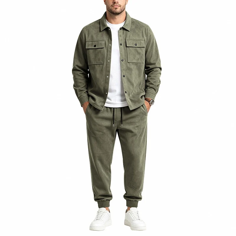 Herren Zweiteiliges Utility-Freizeitset mit Overshirtjacke und Jogginghose Nord Taschen