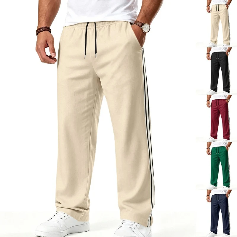 Herren Weite Freizeithose aus Funktionsjersey mit elastischem Bund und seitlichem Doppelstreifen Nord Taschen